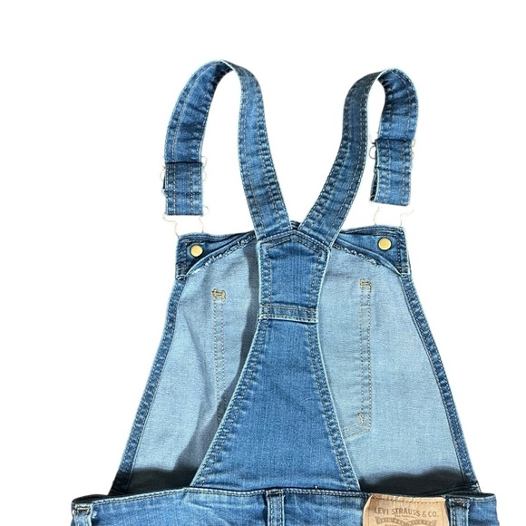 Levi’s Denim Bib Overalls Girl’s Size 7 Regular Medium Wash Straight Leg - Picture 5 of 9